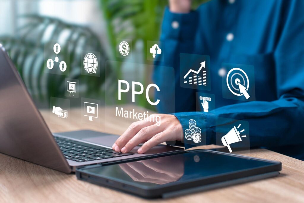 PPC Management Agency: 10 Effective Strategies to Grow PPC Management Agency: Complete Guide to Maximizing ROI with Paid Advertising, featuring a digital marketing expert analyzing paid search campaigns, conversion metrics, ad performance data, and ROI growth on an advertising dashboard.