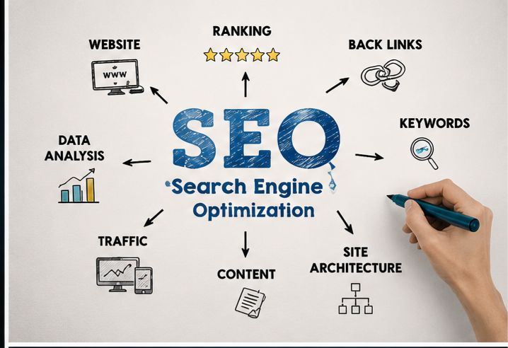 SEO experts analyzing website performance, keyword rankings, search traffic, and digital marketing data, showcasing the qualities that define the best SEO agency, including expertise, transparency, strategy, and measurable results.